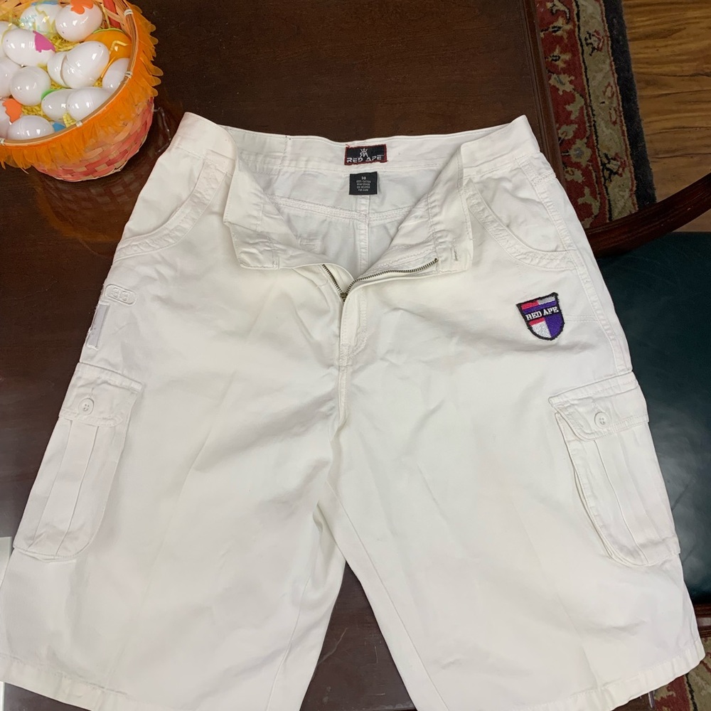 Red Ape Cargo Shorts Mens 38 Khaki Y2K Streetwear Skater Style